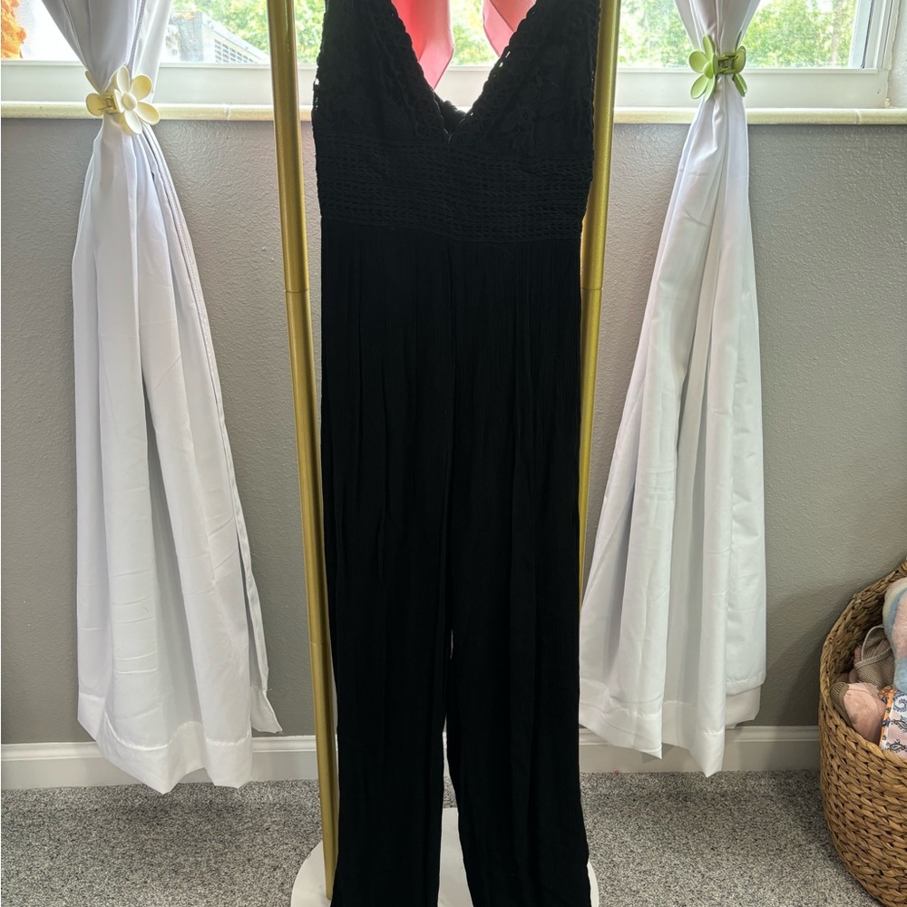 Black lace top jumpsuit